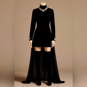Elegant Black Long-Sleeve Dress